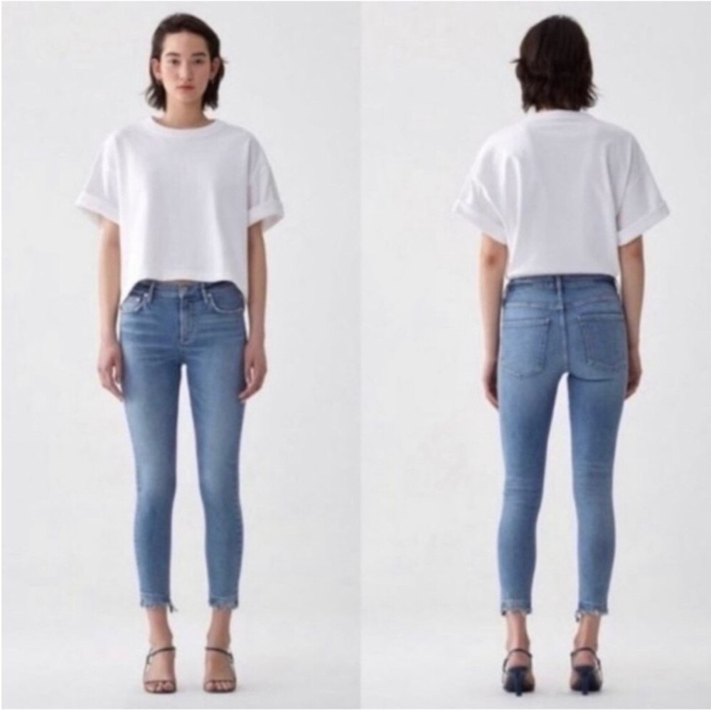 AGOLDE Sophie Crop Skinny Jeans Realeased Raw Hem Size 24 A018 D-843 Medium Wash